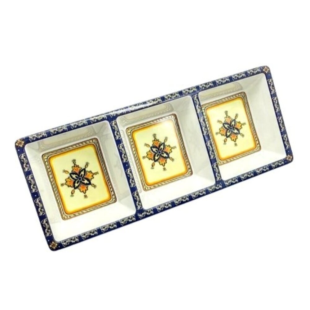 Le Cadeaux Malaga 3-Section Melamine Serving Tray NWT